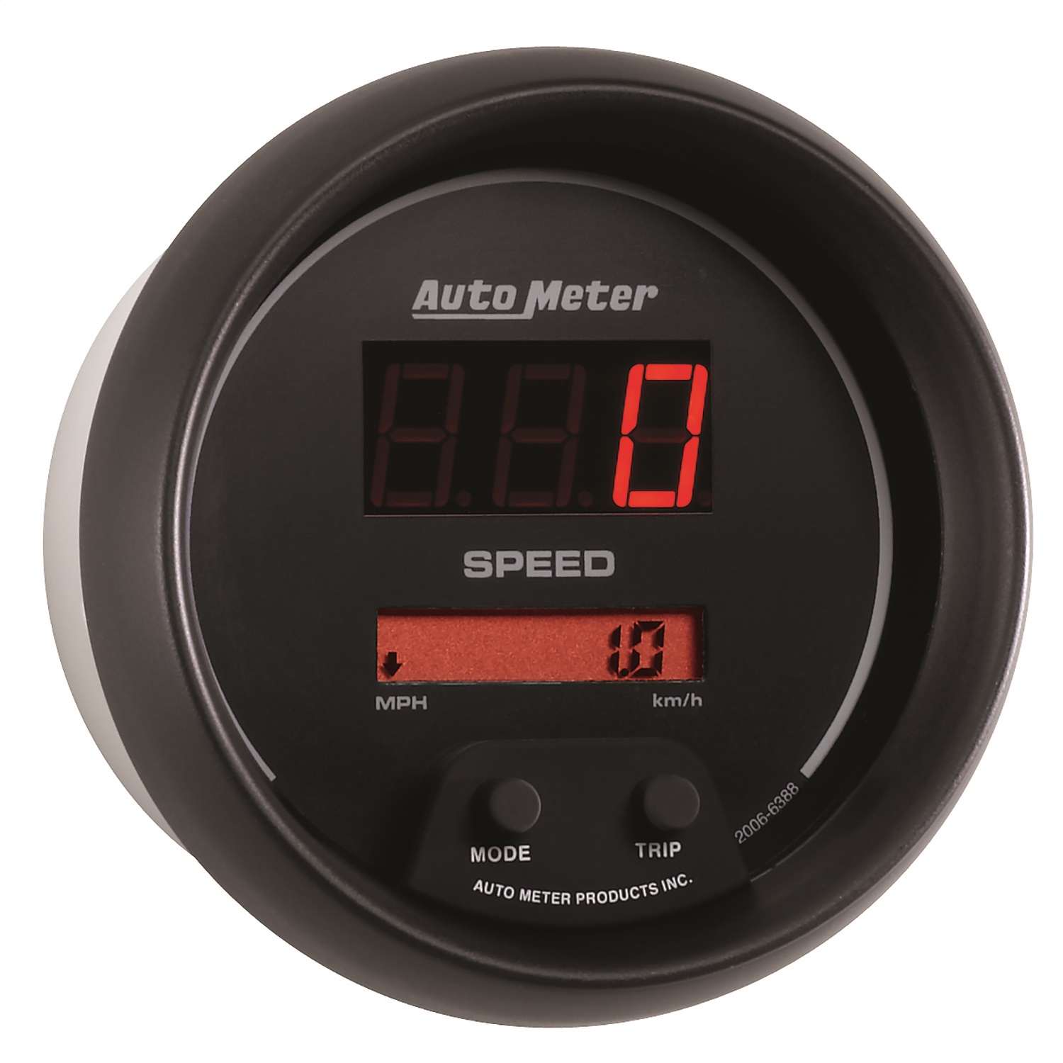 GAUGE; SPEEDO; 3 3/8in.; 260MPH/260KM/H; ELEC PROGRAM; DIGITAL; BLACK W/RED LED - Image 3