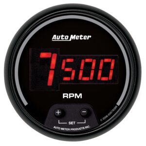 GAUGE; TACH; 3 3/8in.; 10K RPM; IN-DASH; DIGITAL; BLACK DIAL W/RED LED