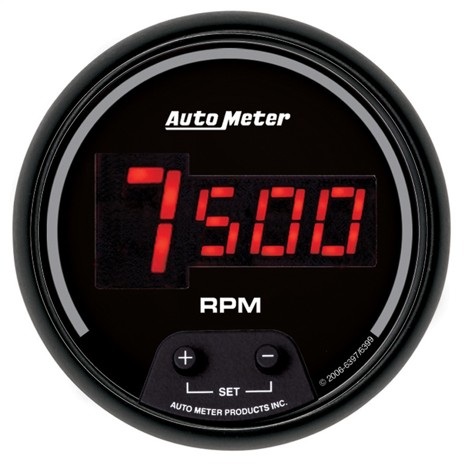 GAUGE; TACH; 3 3/8in.; 10K RPM; IN-DASH; DIGITAL; BLACK DIAL W/RED LED