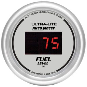GAUGE; FUEL LEVEL; 2 1/16in.; 0-280? PROGRAM.; DIGITAL; SILVER DIAL W/RED LED
