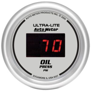 GAUGE; OIL PRESSURE; 2 1/16in.; 100PSI; DIGITAL; SILVER DIAL W/RED LED
