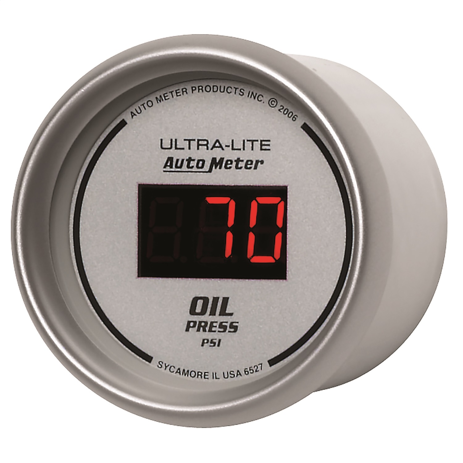 GAUGE; OIL PRESSURE; 2 1/16in.; 100PSI; DIGITAL; SILVER DIAL W/RED LED - Image 2