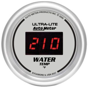GAUGE; WATER TEMP; 2 1/16in.; 340 F; DIGITAL; SILVER DIAL W/RED LED