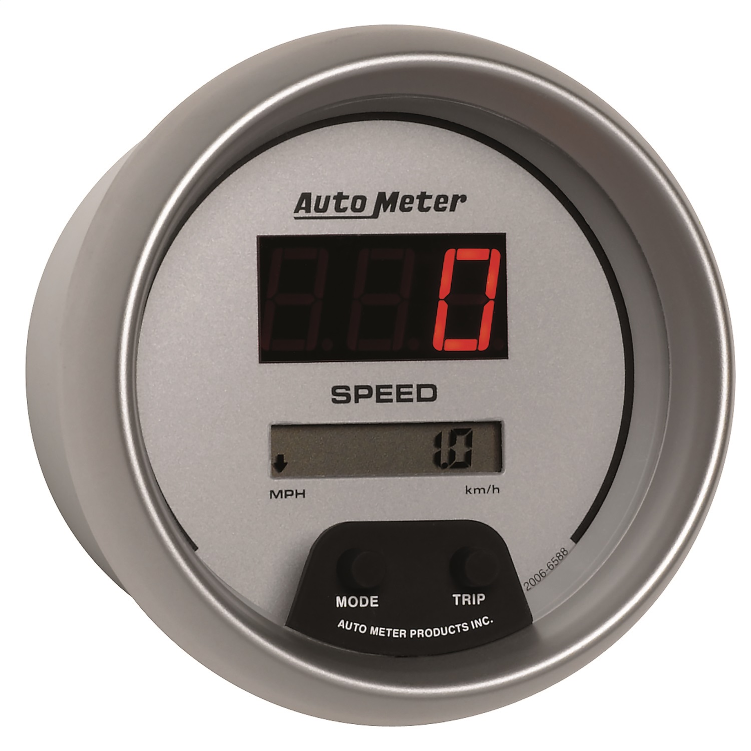 GAUGE; SPEEDO; 3 3/8in.; 260MPH/260KM/H; ELEC PROGRAM; DIGITAL; SLVR W/RED LED - Image 3