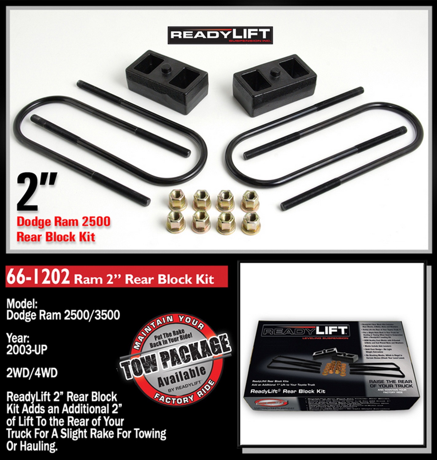 2in. Rear Block Kit for use without Top mounted Overloads - Image 2