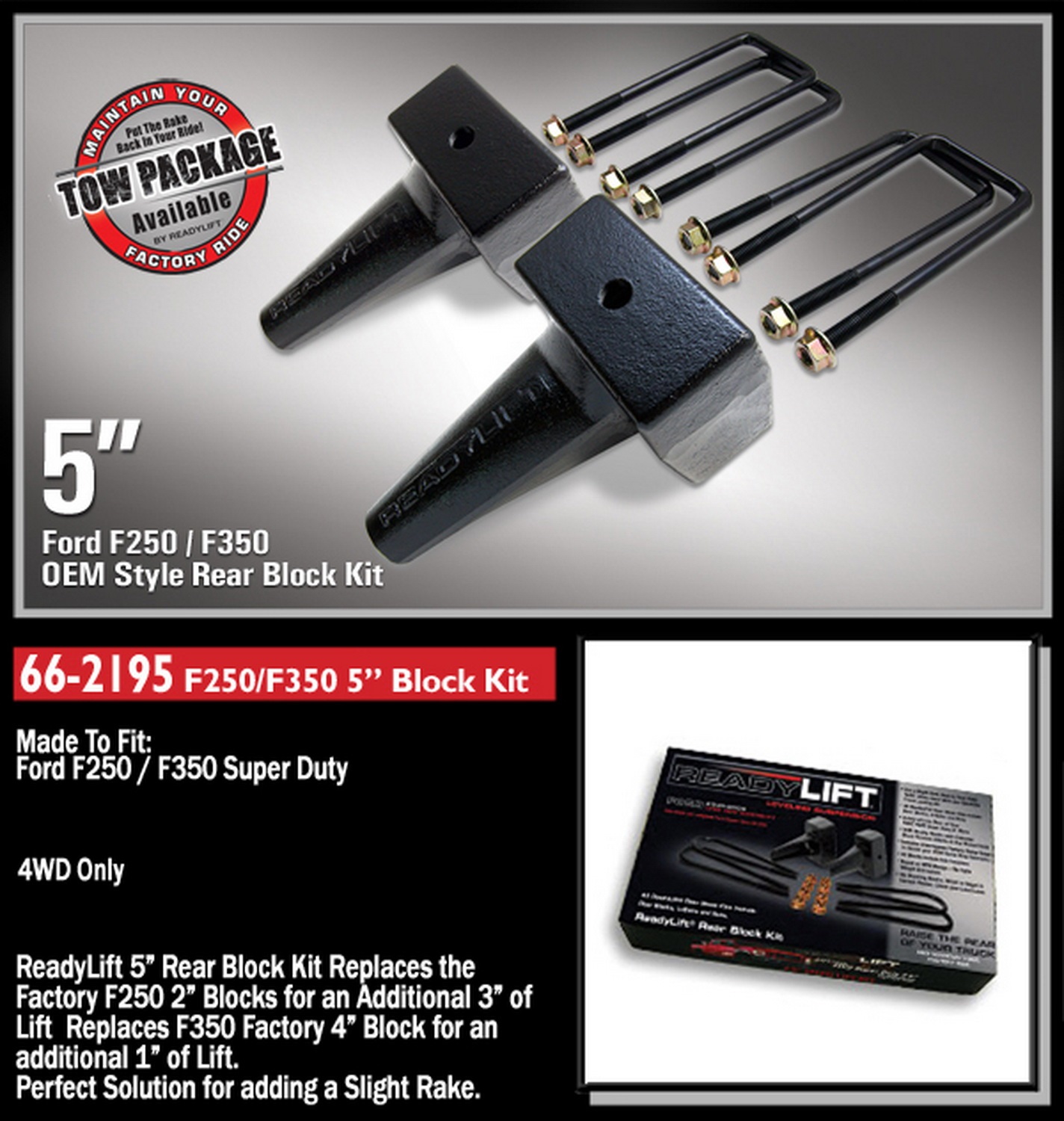 5in. Tapered Rear Block Kit for 1 Piece Drive Shaft - Image 2