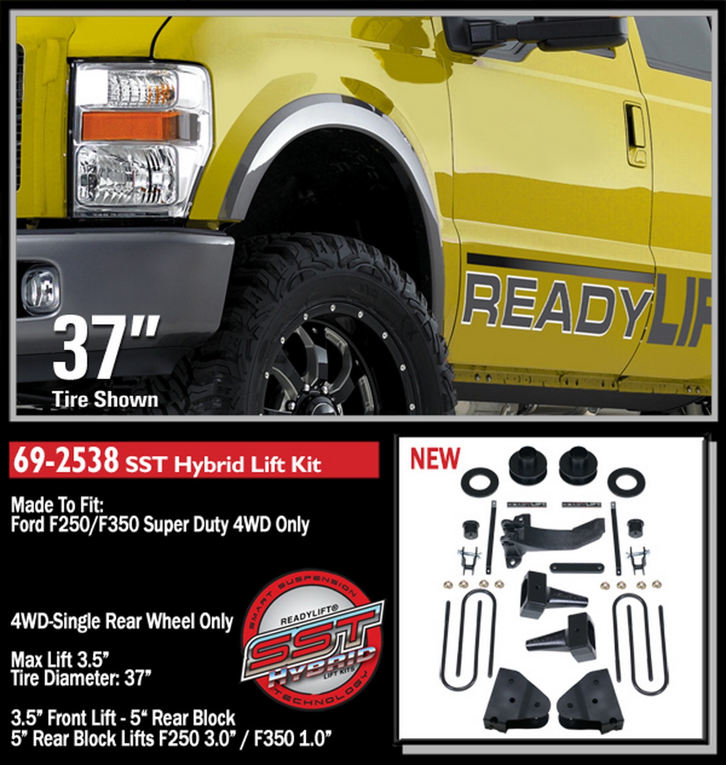 3.5in. SST Lift Kit with 5in. Rear Tapered Blocks-1 Piece Drive Shaft without Sh - Image 2