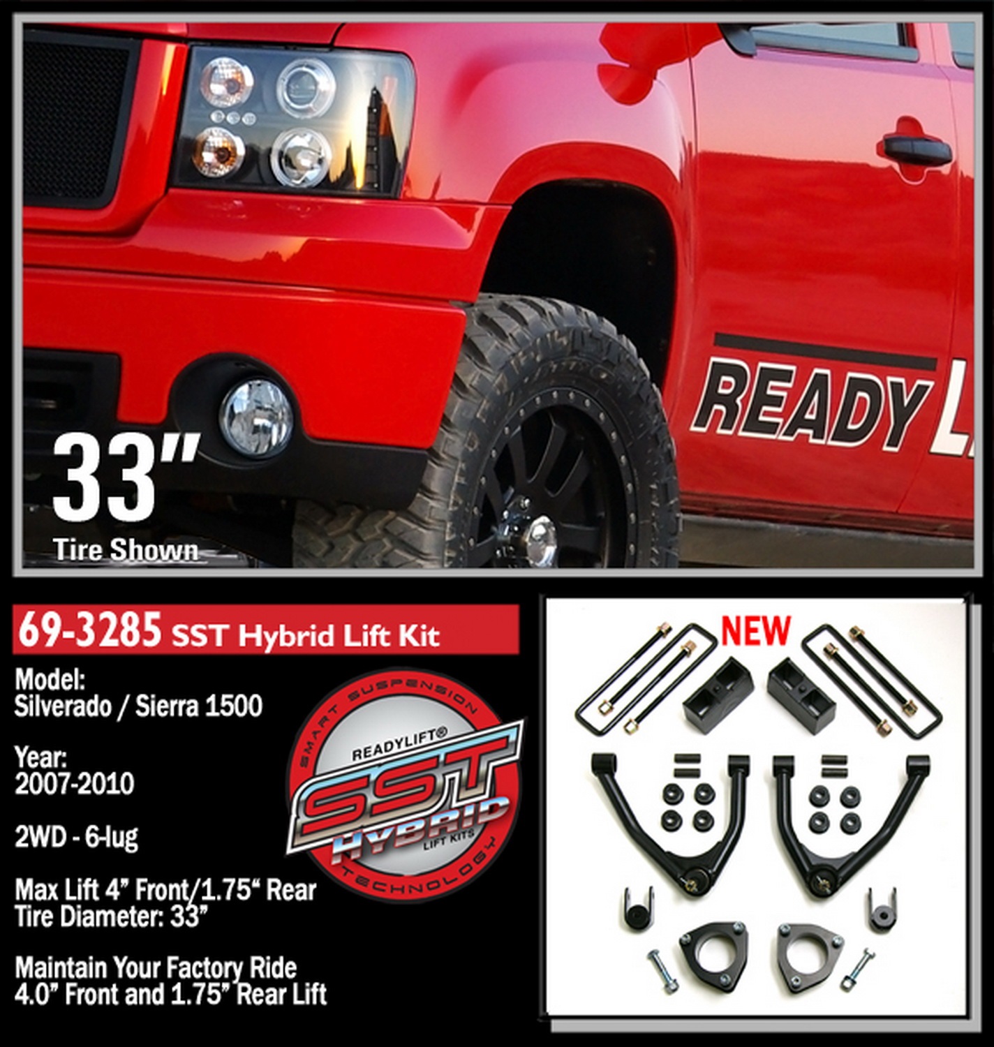 4in. SST Lift Kit with Upper Control Arms for Forged Steel OE Upper Control Arms - Image 2