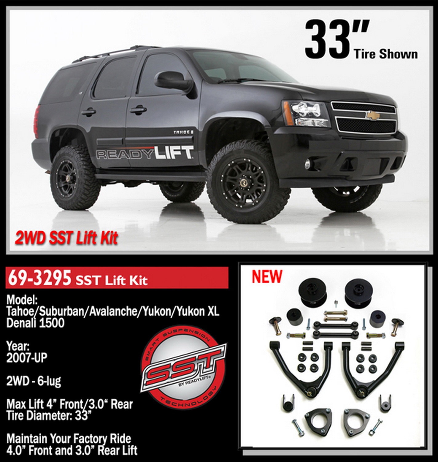 4.0in. SST Lift Kit with 3.0in. Rear with Upper Control Arms without Shocks - Image 2