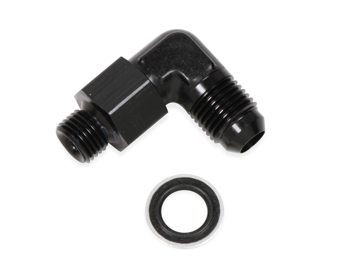 90 Deg. Aluminum AN to Metric Swivel Adapter