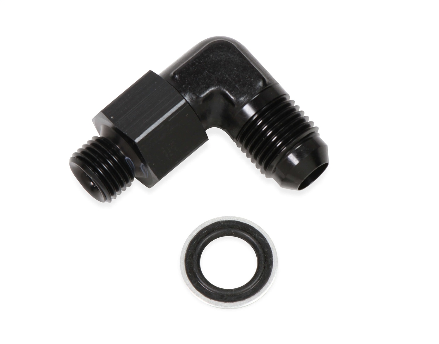 90 Deg. Aluminum AN to Metric Swivel Adapter