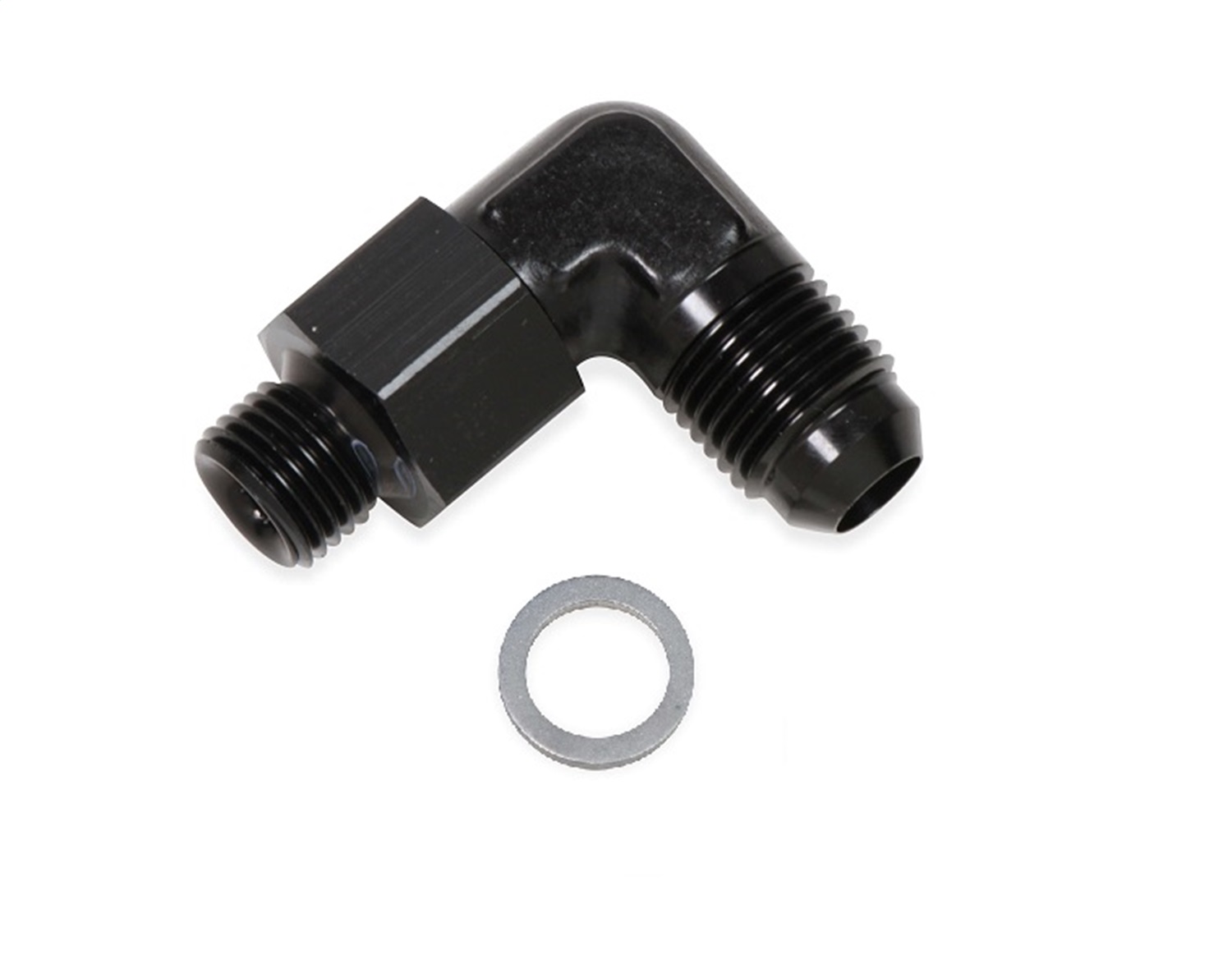 90 Deg. Aluminum AN to O-Ring Port Swivel Adapter