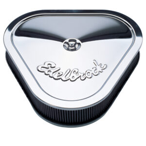 Edelbrock 1222 Pro-Flo Chrome Triangular Air Cleaner with 2.5″ Cotton Element Edelbrock 1222 Pro-Flo Chrome Triangular Air Cleaner with 2.5″ Cotton Element