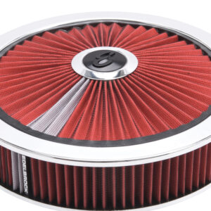 Edelbrock 43660 Pro-Flo Chrome Round 14″ Air Cleaner – 3″ Pro-Flo Element (Red)
